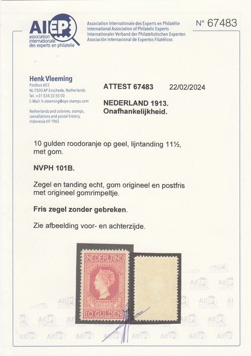 Holland 1913 - Uafhængighed - NVPH 101