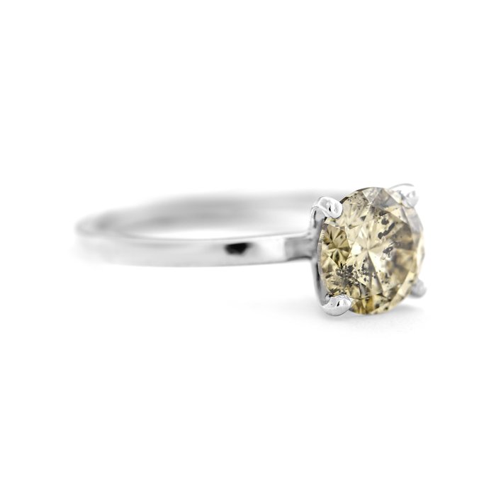 Ingen mindstepris - Ring - 14 karat Hvidguld -  1.53ct. tw. Gul Diamant (Naturfarvet)