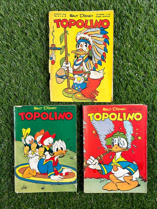 Topolino libretto nn 18, 67, 69 - con bollino - 3 Album - Første udgave - 1950/1953