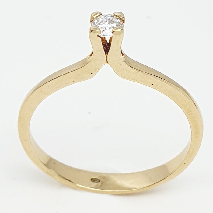 Ring - 18 kraat Gulguld -  0.10ct. tw. Diamant (Natur)