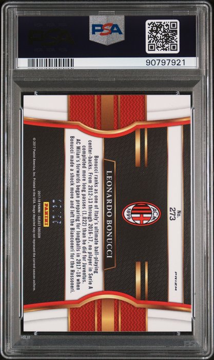 2017/18 Panini Select Leonardo Bonucci #273 Zebra /25 PSA 10 Graded card