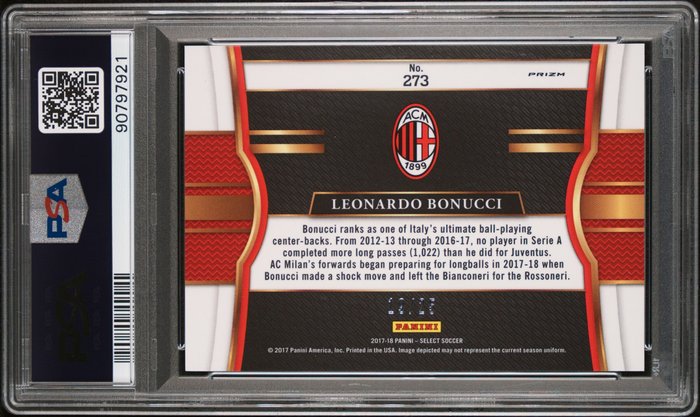 2017/18 Panini Select Leonardo Bonucci #273 Zebra /25 PSA 10 Graded card