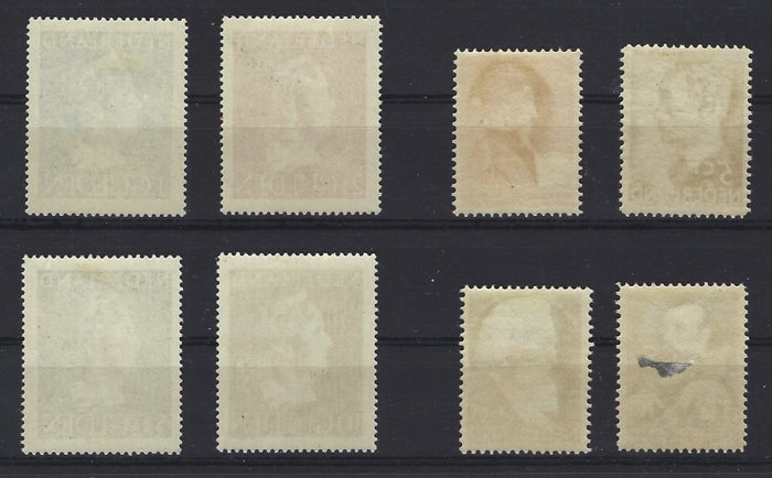 Holland 1935/1946 - Konijnenburg frimærker, sommermærker og Wilhelmina frimærker høje værdier. - NVPH 274-277, en 346-349