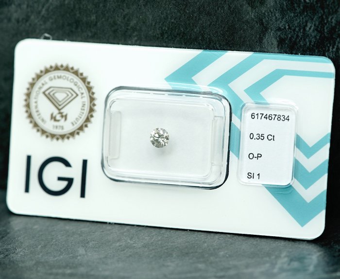 1 pcs Diamant  (Naturfarvet)  - 0.35 ct - Very light Grålig Gul - SI1 - International Gemological Institute (IGI)