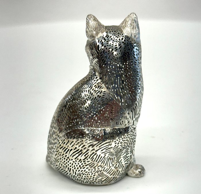 Christofle Lumiere D'Argent Verzilverd Kattenbeeldje. - Statuette - Forsølvet