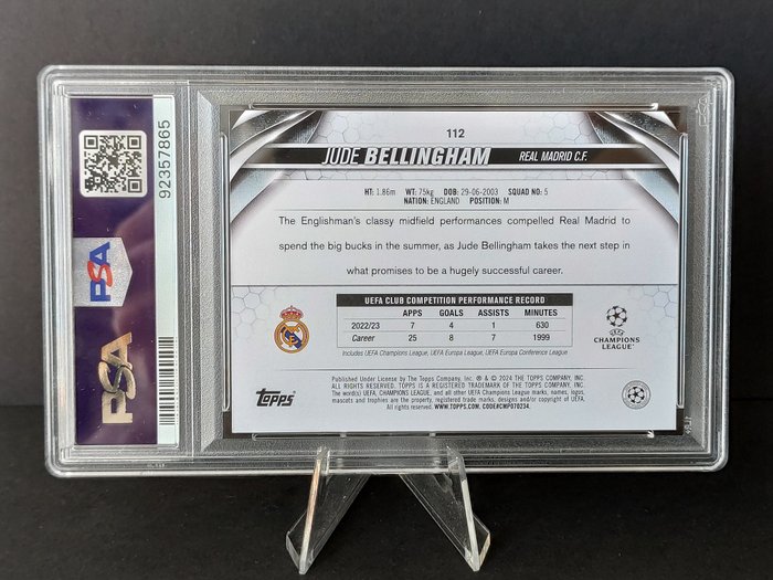 2023/24 Topps UEFA CC Jude Bellingham #112 PSA 9 - 1 Graded card