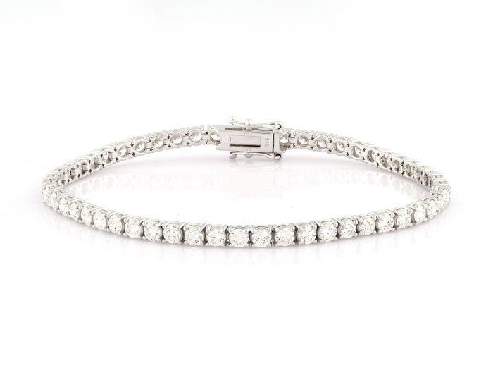 Armbånd - 14 karat Hvidguld -  4.03ct. tw. Diamant (Laboratoriedyrket)