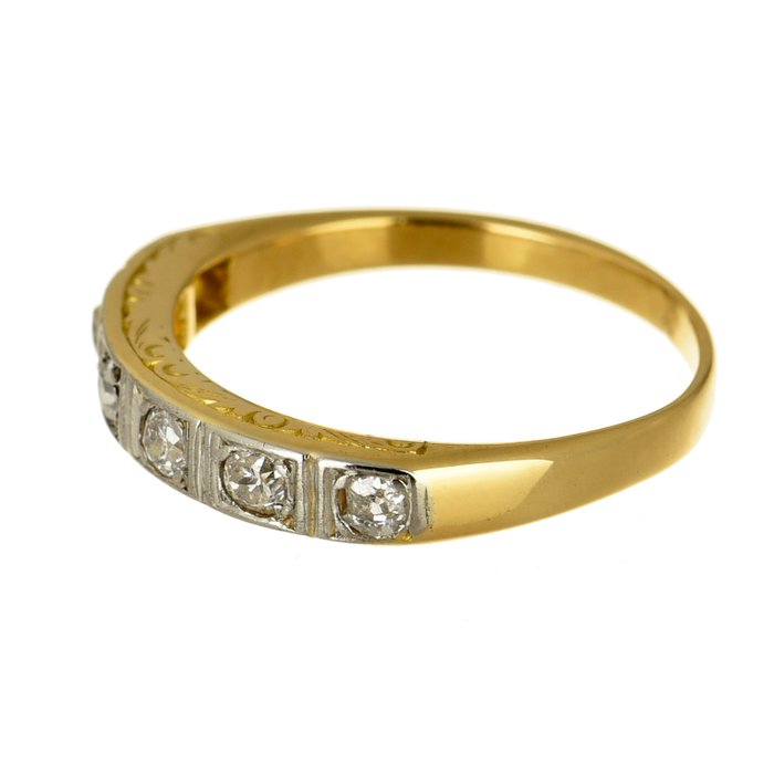 Ring - 18 kraat Gulguld, Hvidguld Diamant (Natur)