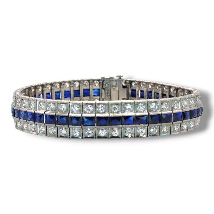 Armbånd Platin, Art Deco Platinium og 7 karat diamantarmbånd omkring 1930'erne -  7.00ct. tw. Diamant (Natur)