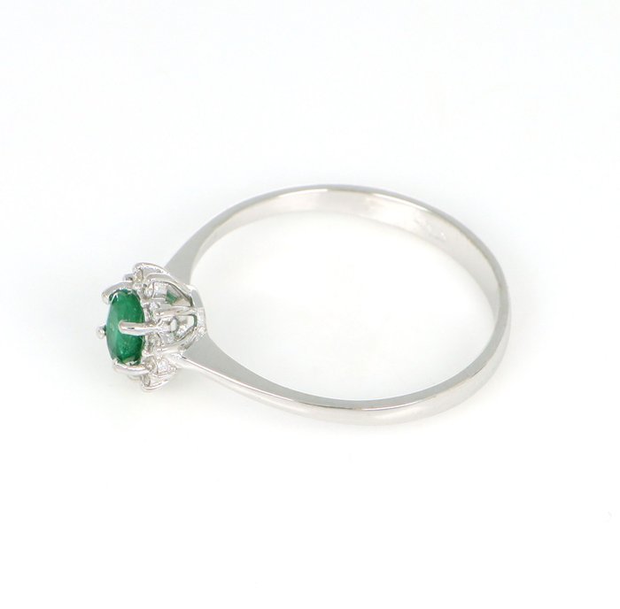 Ingen mindstepris - Ring - 18 kraat Hvidguld -  0.35ct. tw. Smaragd - Diamant