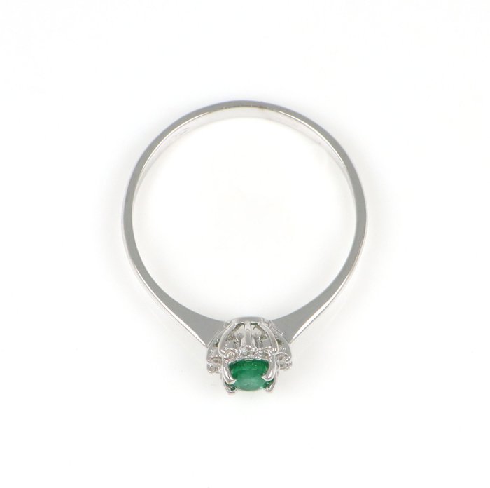 Ingen mindstepris - Ring - 18 kraat Hvidguld -  0.35ct. tw. Smaragd - Diamant