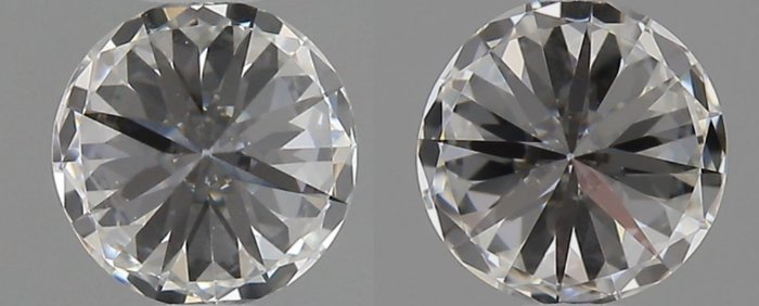 2 pcs Diamant  (Natur)  - 1.40 ct - Rund - E - VVS2 - Gemological Institute of America (GIA) - *Matchende par* *VG Ingen*