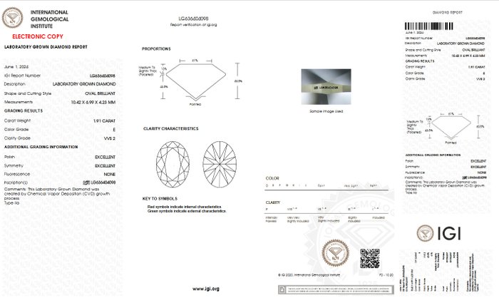 Ingen mindstepris - Ring - 14 karat Gulguld -  2.11ct. tw. Diamant (Laboratoriedyrket) - Diamant - E VVS2 IGI