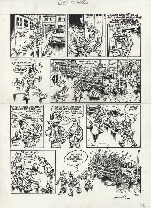 Olis - 1 Original page - Garage Isidore - Gag 122 Spécial Noël - 1995