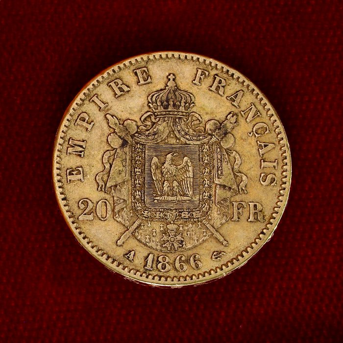 6,45 grams - Guld 900 - 20 Francs Napoleon III - Præget bar