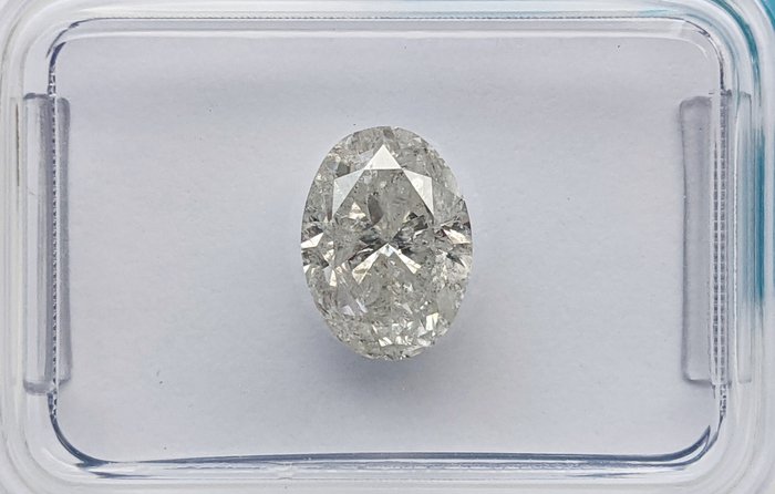 Ingen mindstepris - 1 pcs Diamant  (Natur)  - 1.40 ct - Oval - H - I2 - International Gemological Institute (IGI)