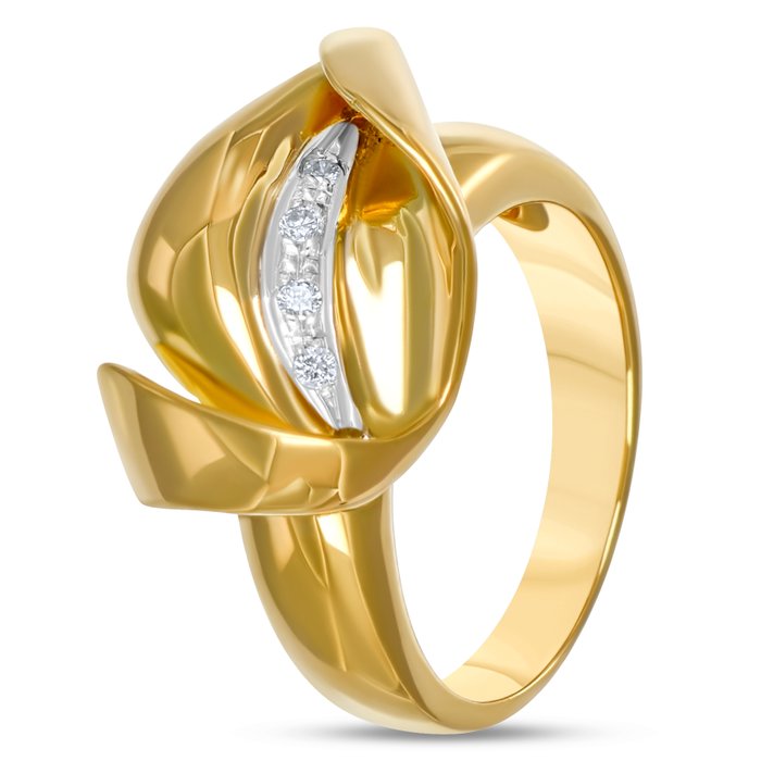 Ring - 18 kraat Gulguld, Hvidguld Diamant (Natur)