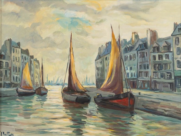 Fred Pailhes (1902-1991) - Le bassin au Havre