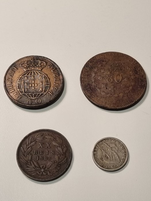 Brasilien, Portugal. Lot of 4 coins 1822, Maranhao, 1883, 1965  (Ingen mindstepris)