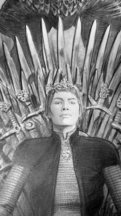 Giordano, Vincenzo Original drawing - Cinema Pencils - Game of Thrones - Cersei and the dragon - 2017