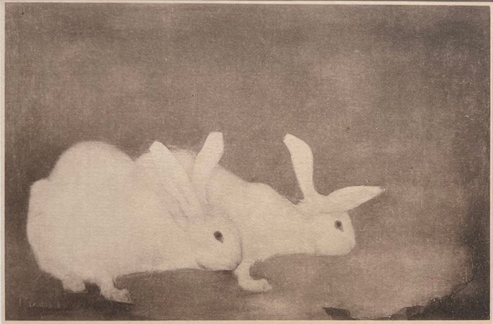 Jan Mankes (1889-1920) after - Heliogravure 2 Konijntjes 1923 (ingelijst)