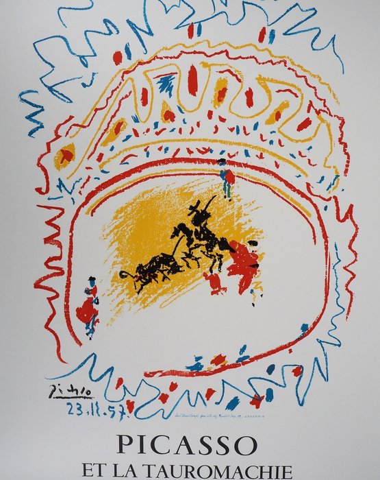 Pablo Picasso - Affiche originale d'exposition - La Tauromachie (Imp. Mourlot)