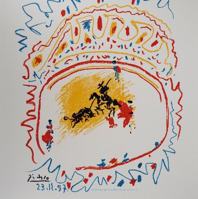 Pablo Picasso - Affiche originale d'exposition - La Tauromachie (Imp. Mourlot)