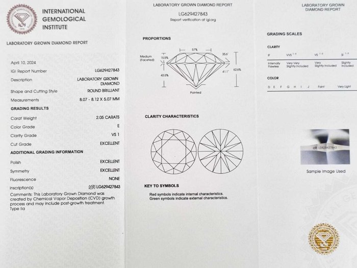 Forlovelsesring - 14 karat Gulguld -  2.05ct. tw. Diamant (Laboratoriedyrket)