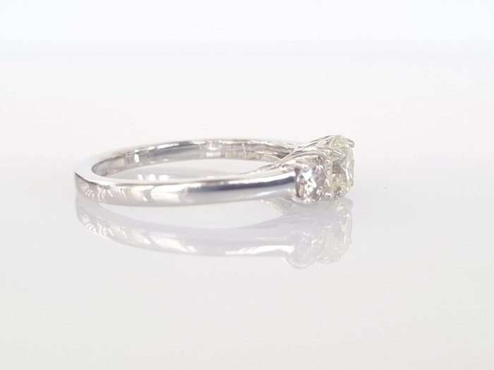 Ring - 14 karat Hvidguld -  1.10ct. tw. Diamant (Natur)