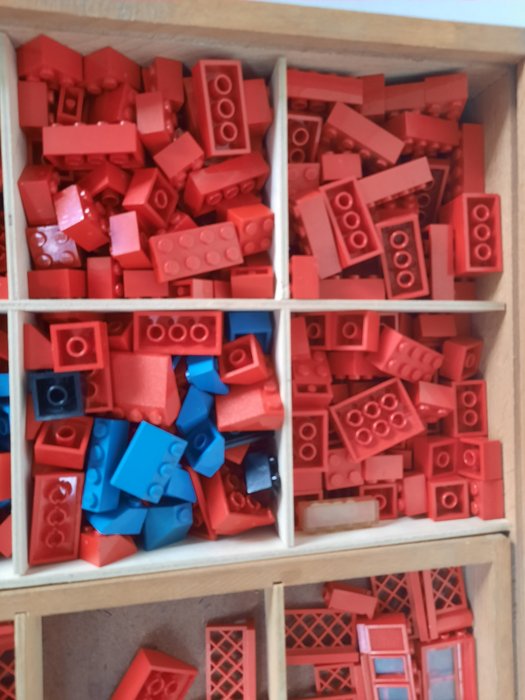 Lego - Vintage - Mooie Vintage lego houten doos met inhoud