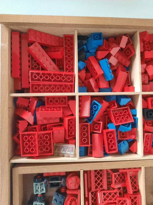 Lego - Vintage - Mooie Vintage lego houten doos met inhoud