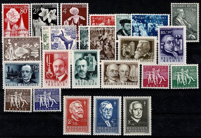 Belgien 1955/1960 - Komplet 1955/1960'erne - OBP = 961/1173A + BL 31/32