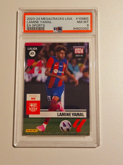 2023/24 Panini Megacracks Lamine Yamal #108 BIS #423 Master Rookie PSA 8 - 2 Graded card