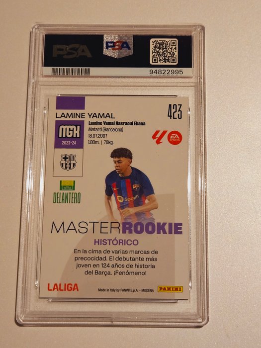 2023/24 Panini Megacracks Lamine Yamal #108 BIS #423 Master Rookie PSA 8 - 2 Graded card