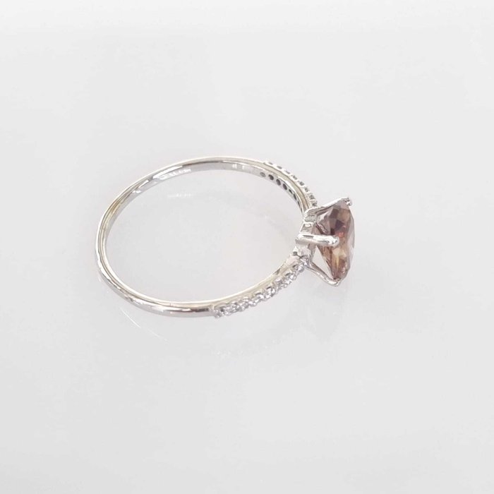 Forlovelsesring - 14 karat Hvidguld -  1.11ct. tw. Brun Diamant (Naturfarvet)