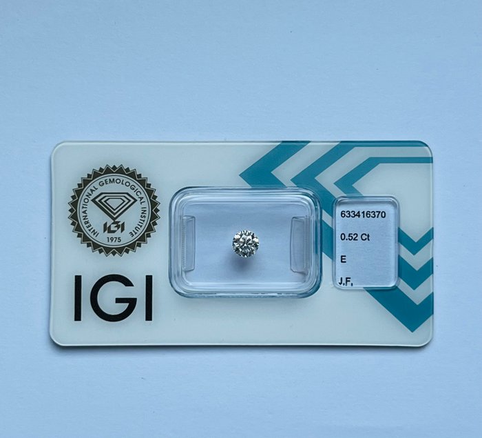 1 pcs Diamant  (Natur)  - 0.52 ct - Rund - E - IF - International Gemological Institute (IGI) - Ex Ex Ex