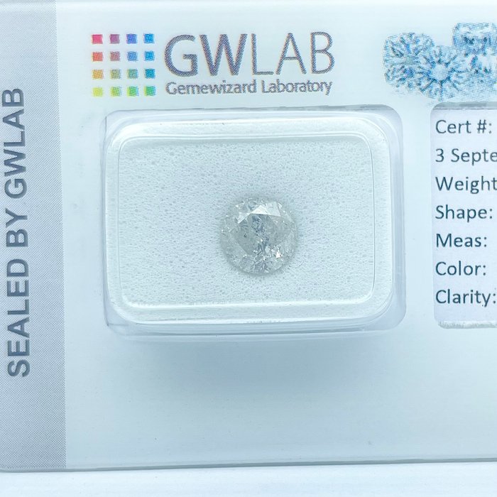 Ingen mindstepris - 1 pcs Diamant  (Natur)  - 115 ct - Rund - F - I2 - Gemewizard Gemological Laboratory (GWLab)