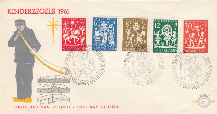 Holland 1961/1961 - Holland Kinderzegels 1961 NVPH: E49 FDC Med VLEEMING Certifikat