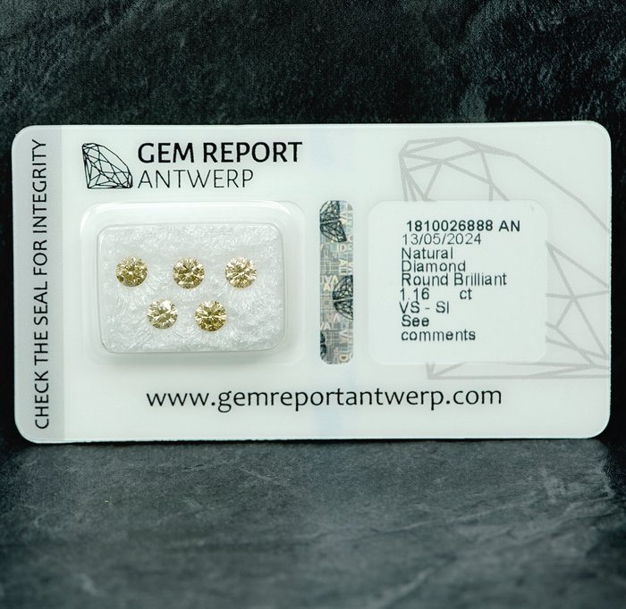 5 pcs Diamant  (Natur)  - 1.16 ct - SI1, VS1 - Gem Report Antwerp (GRA)