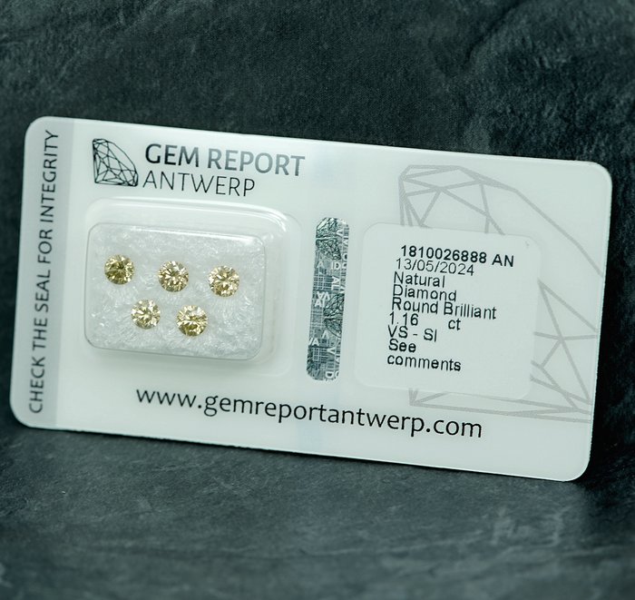 5 pcs Diamant  (Natur)  - 1.16 ct - SI1, VS1 - Gem Report Antwerp (GRA)