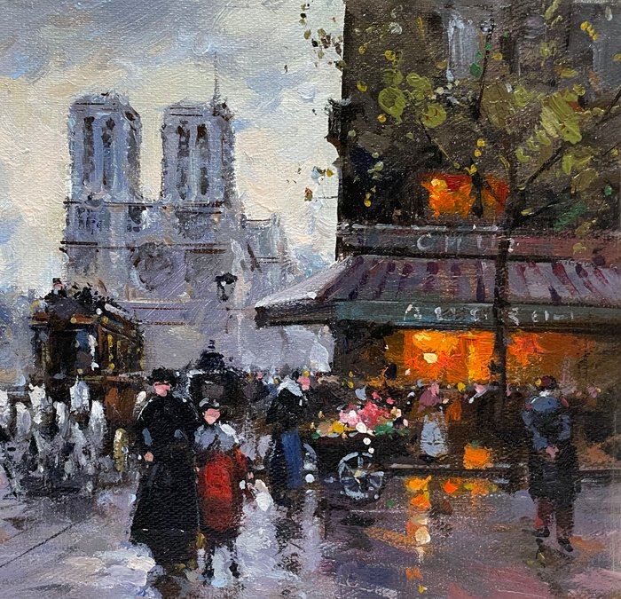 Walter Sita (XXème) école française - Paris - Notre Dame - Quais de Seine - Lumières du Soir