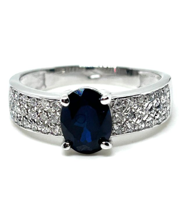 Ingen mindstepris - Ring - 18 kraat Hvidguld -  1.56ct. tw. Safir - Diamant