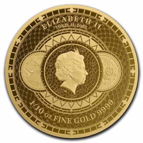 Tokelau. 2022 1/10 oz $10 NZD Chronos Proof-Like Gold Coin