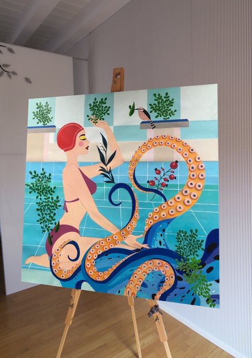 Artemisia - Natatorium 2 - Woman with Octopus - Tentacles - SeaLife - Art-Deco - XLarge