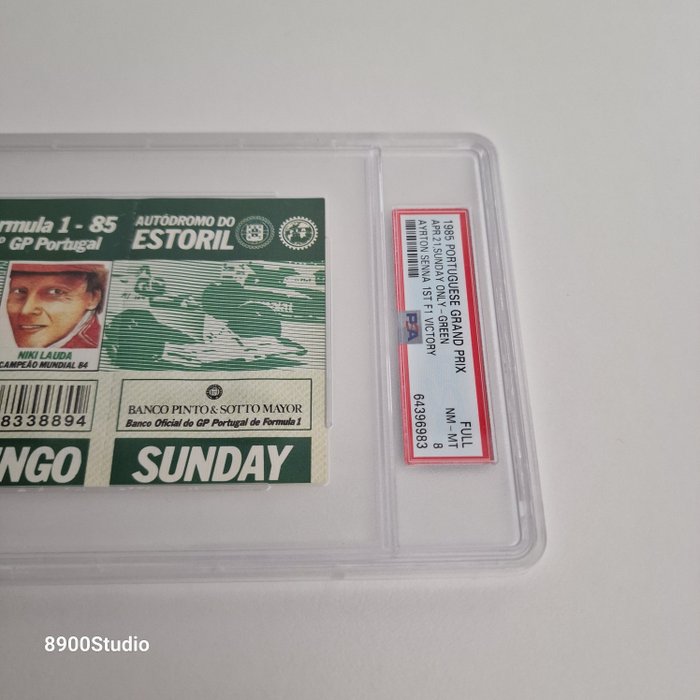 1985 - Portuguese Grand Prix - Ayrton Senna - 1st F1 Victory - 1 Graded card - PSA 8