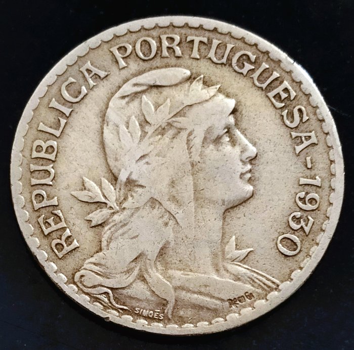 Portugal Republic 1 Escudo - 1930 + 1931 - Alpaca - Raras - (2 moedas)  (Ingen mindstepris)