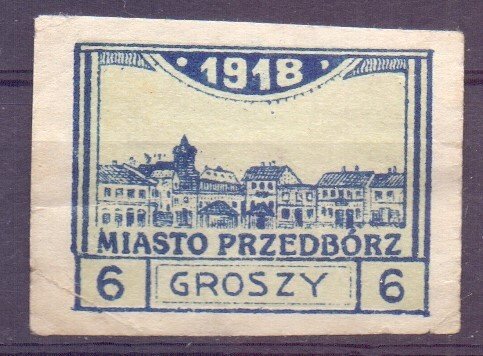 Polen 1918 - Stempel Przedborz 6 Gr mh uperforeret - Michel 5 C