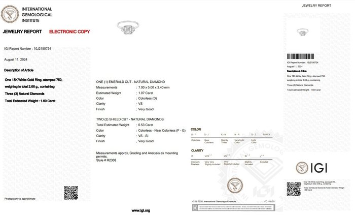 Ring - 18 kraat Hvidguld -  1.60ct. tw. Diamant (Natur) - Diamant