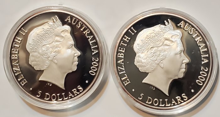 Australien. 5 Dollars 2000 Sydney Olympic Games, 2x1 Oz (.999)  (Ingen mindstepris)