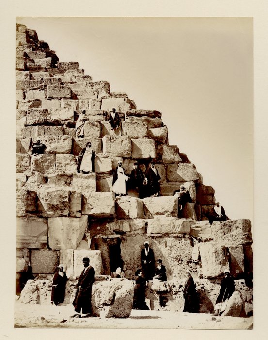 Unknown photographer (possibly Felix Bonfils) - (Giza, Egypt) Climbing the Great Pyramid of Giza, Egypt, 1890´s